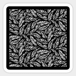 Inverted Black and White Leaves Sticker